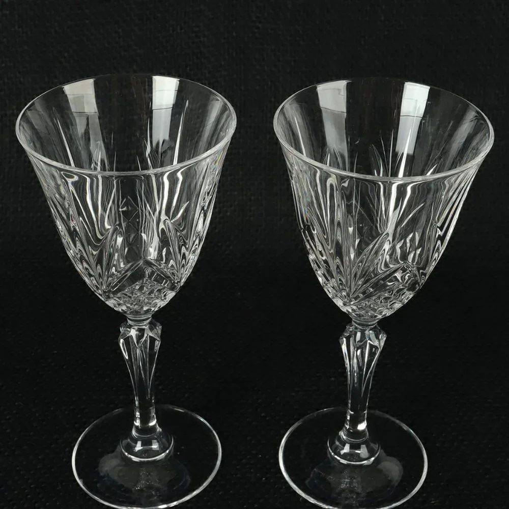 Vintage Wine Glass Salzburg by CRISTAL DE FLANDRE Set of Two